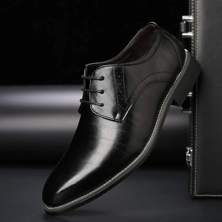 Alderton | Burnished Leather Brogue Detail Oxford Formal Mens Shoes