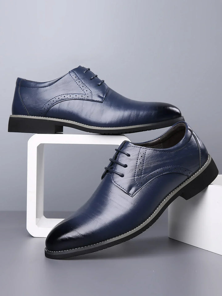 Alderton | Burnished Leather Brogue Detail Oxford Formal Mens Shoes