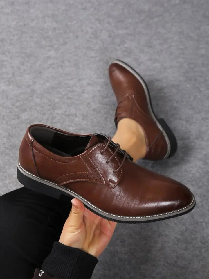 Alderton | Burnished Leather Brogue Detail Oxford Formal Mens Shoes