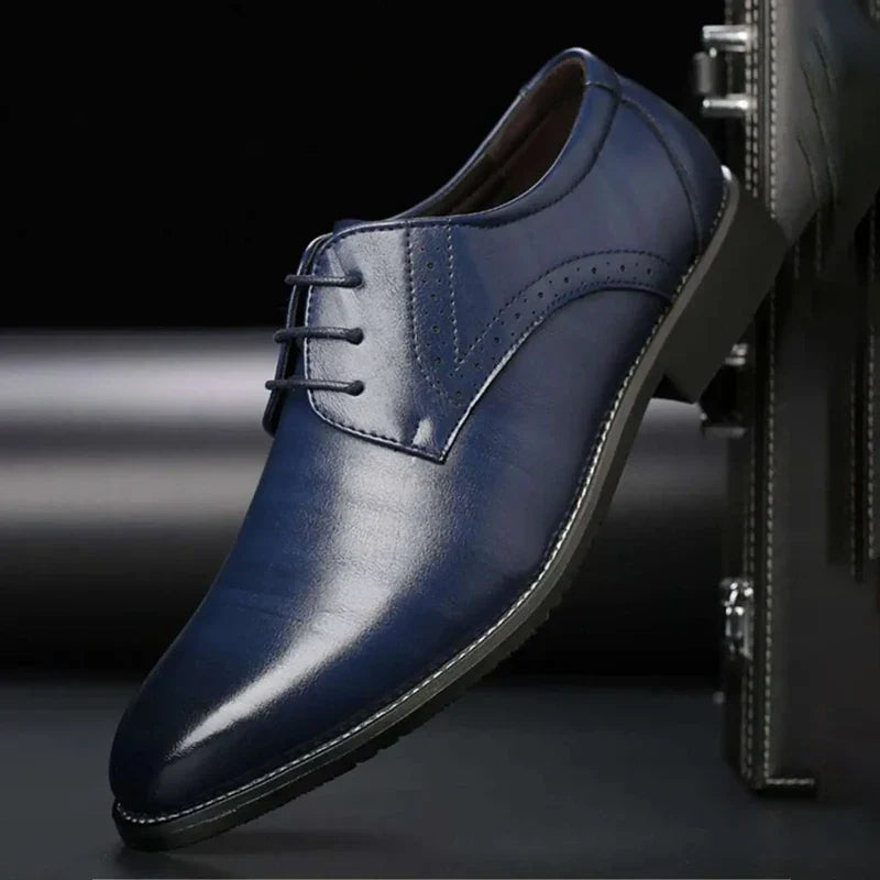 Alderton | Burnished Leather Brogue Detail Oxford Formal Mens Shoes