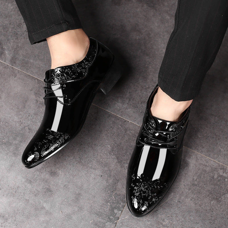 Delvon | Patent Embossed Floral Lace-Up Derby Formal  Mens Shoes
