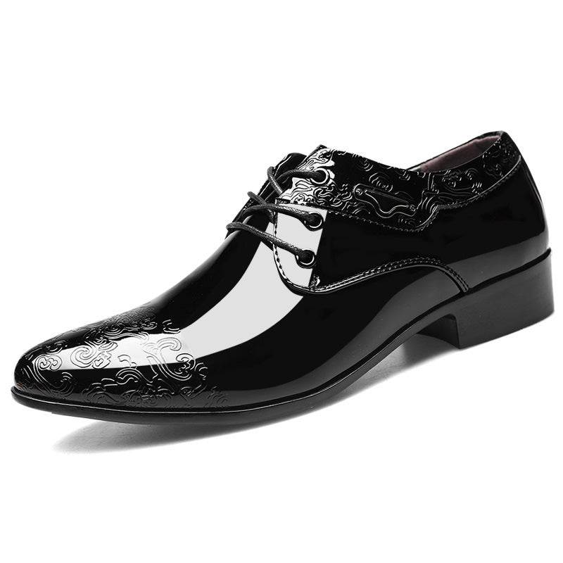 Delvon | Patent Embossed Floral Lace-Up Derby Formal  Mens Shoes