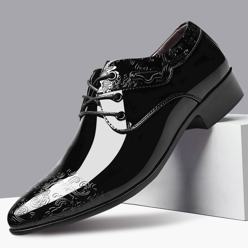 Delvon | Patent Embossed Floral Lace-Up Derby Formal  Mens Shoes
