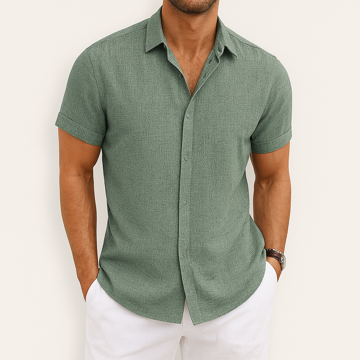 Moritz | Men's Slim Fit Short Sleeve Linen Shirt