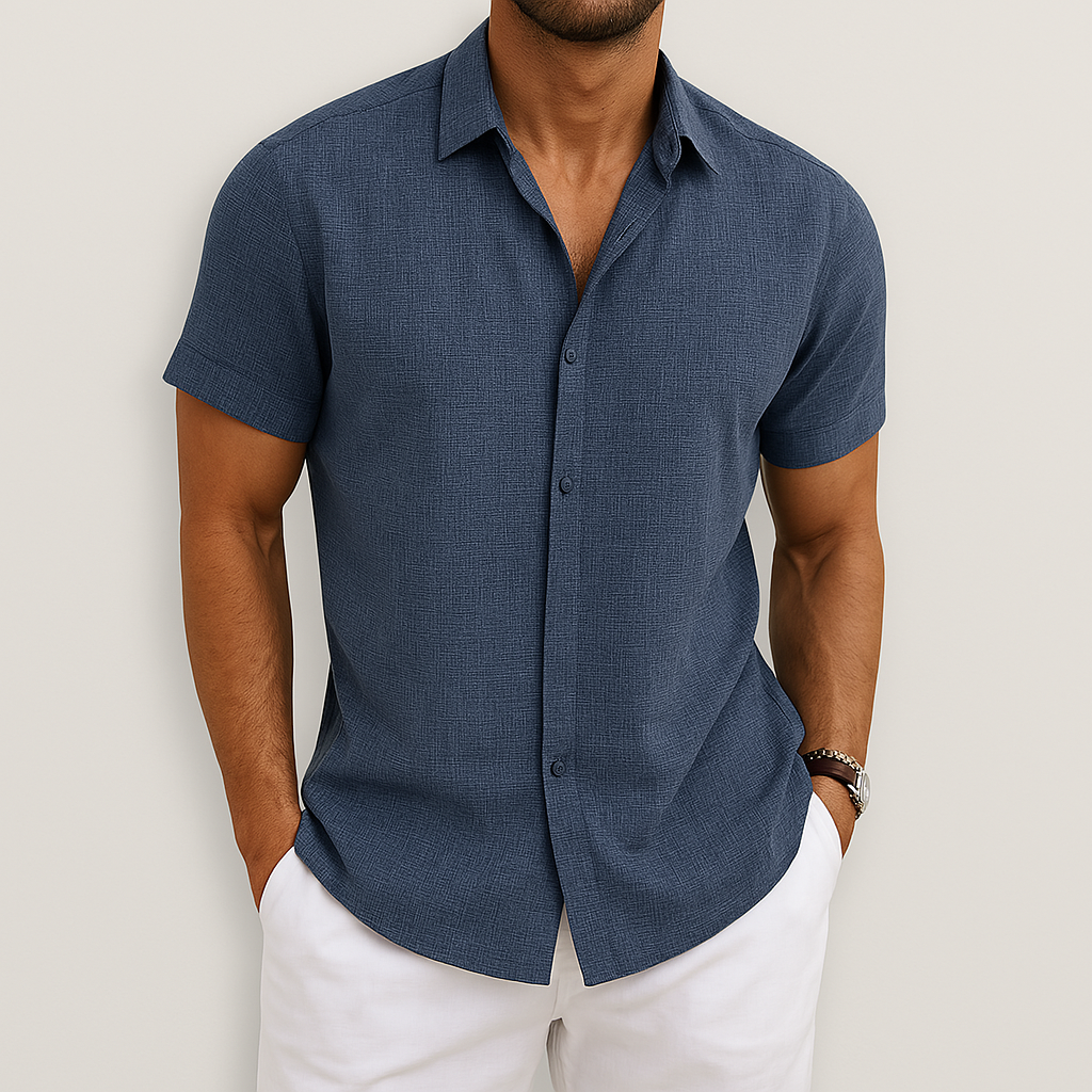 Moritz | Men's Slim Fit Short Sleeve Linen Shirt