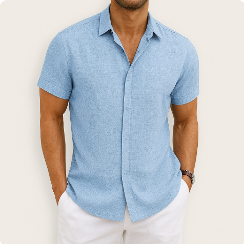 Moritz | Men's Slim Fit Short Sleeve Linen Shirt