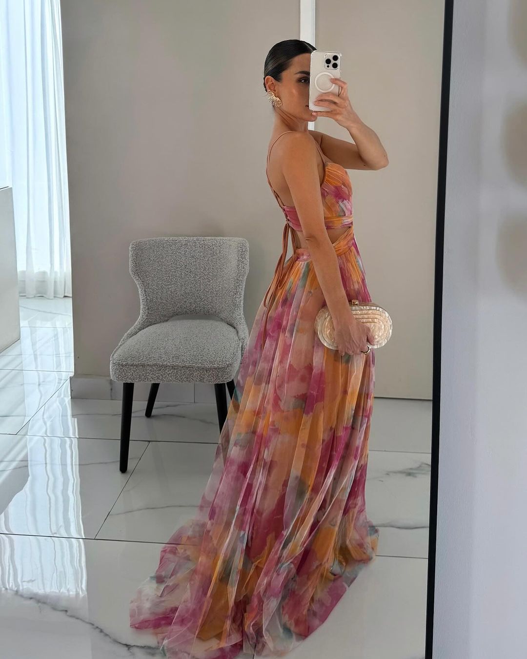 Mylène | Women's Tulle Watercolor Boho Floral Summer Dress
