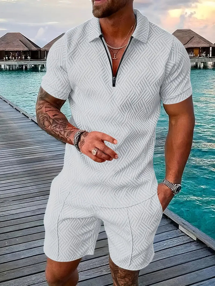 Monaco | Men's Contrast Trim Zip Polo Co-ord Set