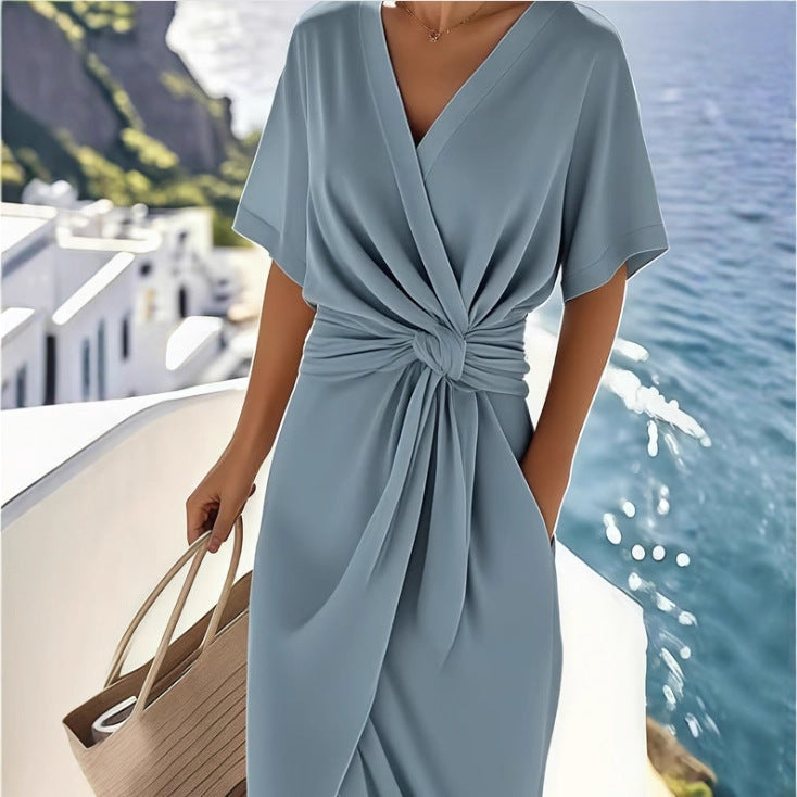Cyclades | Twist-Knot Wrap Midi Summer Dress