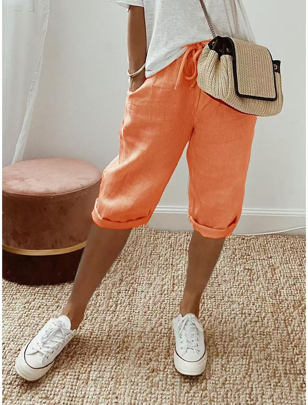 Lorette | Women's Relaxed Linen Drawstring Bermuda Shorts
