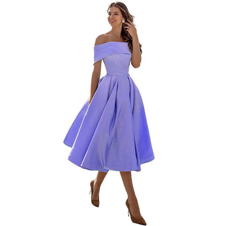 Cosette | Folded Off The Shoulder Dress A-Line Midi