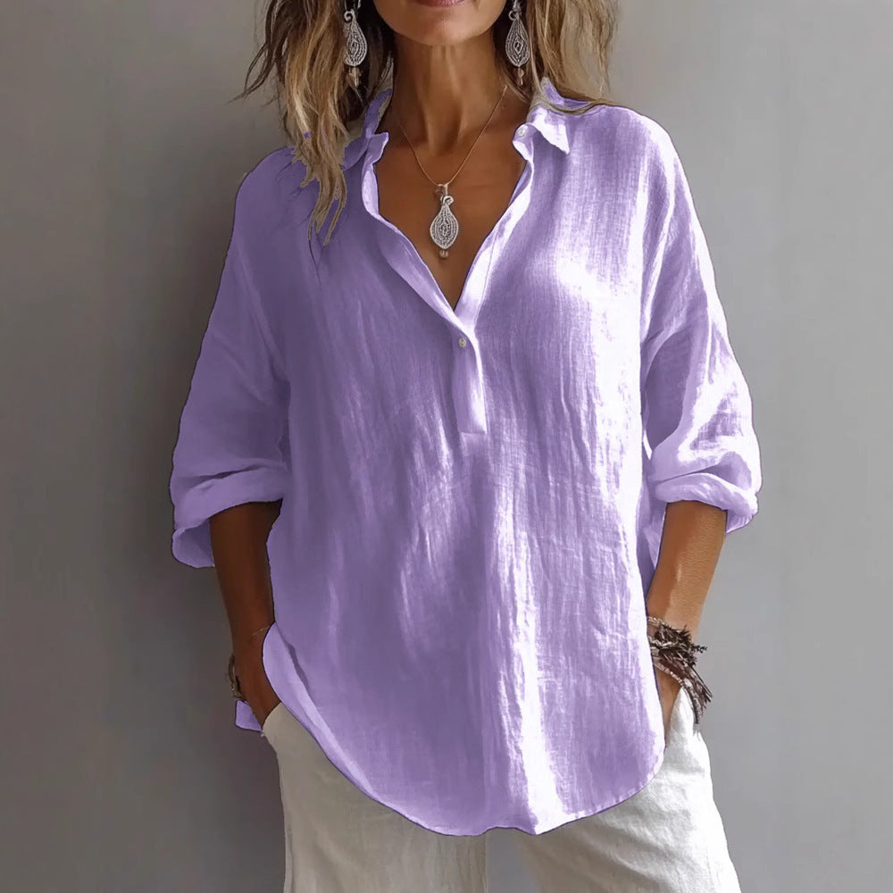 Palais | Relaxed Collar Linen Longline Tunic Blouse