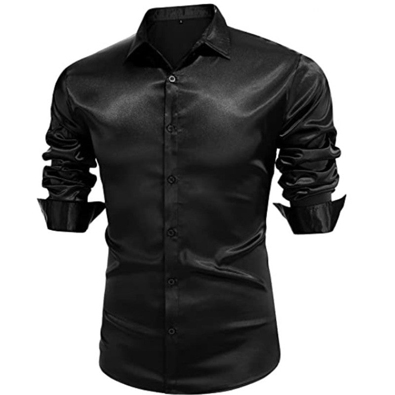Rafael | Slim Fit Satin Dress Shirt – Men's Formal Long Sleeve Shirt