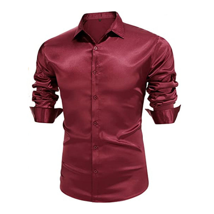 Rafael | Slim Fit Satin Dress Shirt – Men's Formal Long Sleeve Shirt