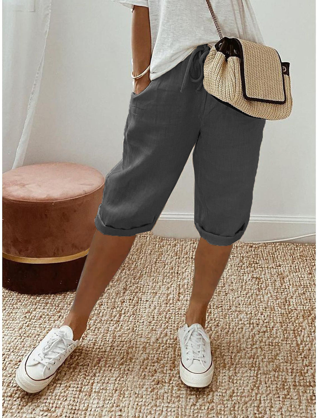 Lorette | Women's Relaxed Linen Drawstring Bermuda Shorts