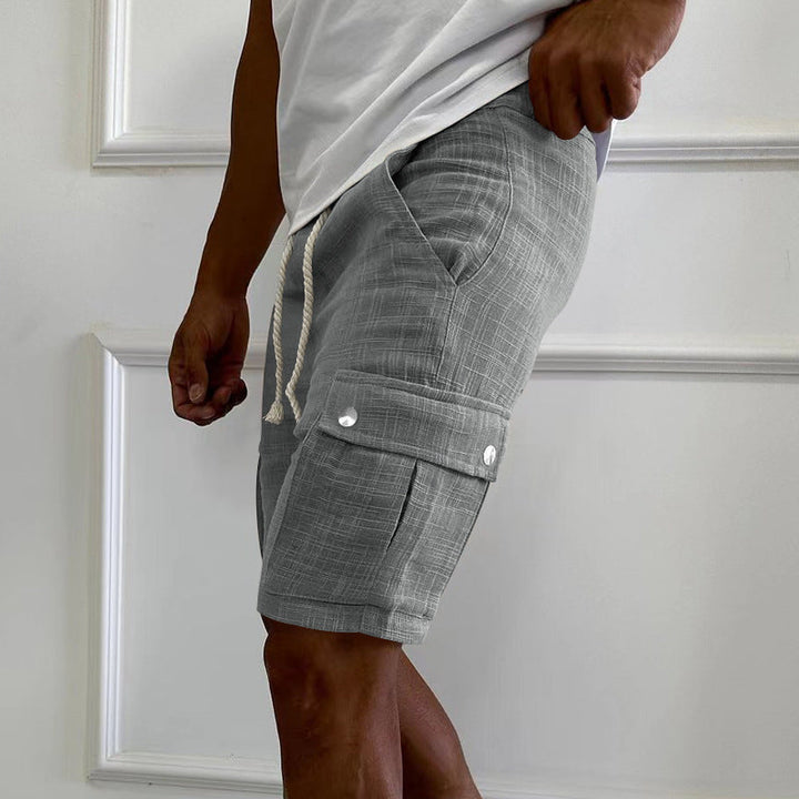 Falco | Men's Linen Blend Cargo Shorts with Rope Drawstring