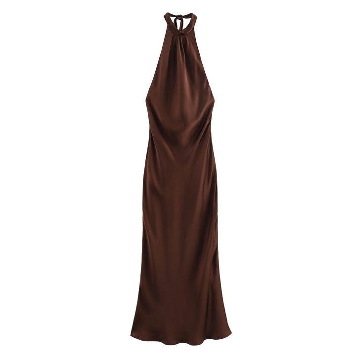 Sirocco | Tie Back Bias Cut Satin Halter Neck Maxi Dress