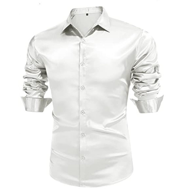Rafael | Slim Fit Satin Dress Shirt – Men's Formal Long Sleeve Shirt