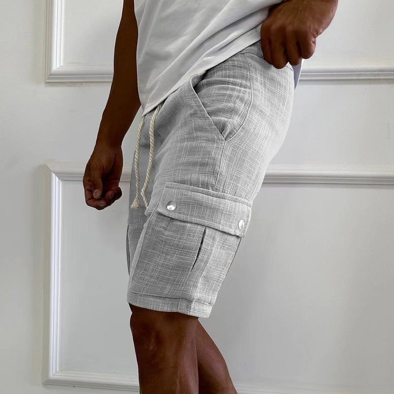 Falco | Men's Linen Blend Cargo Shorts with Rope Drawstring
