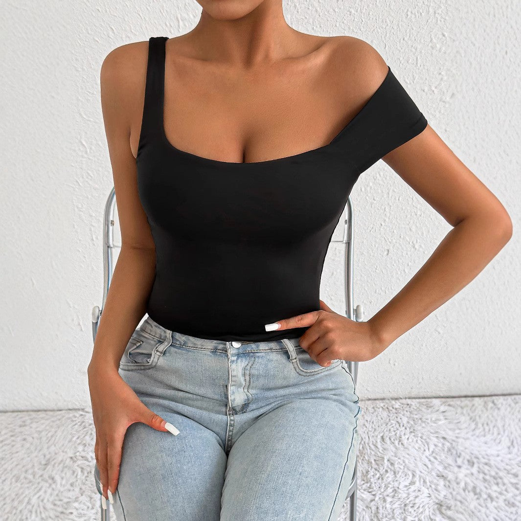 Zara | Asymmetric One Shoulder Bodysuit – Women's Fitted Going Out Top