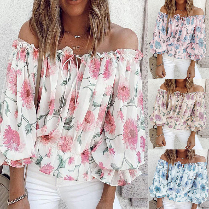 Dahlia | Floral Off Shoulder Blouse – Women's Boho Summer Top
