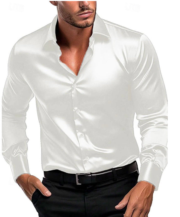 Marco | Slim Fit Silk Dress Shirt – Men's Formal Long Sleeve Shirt
