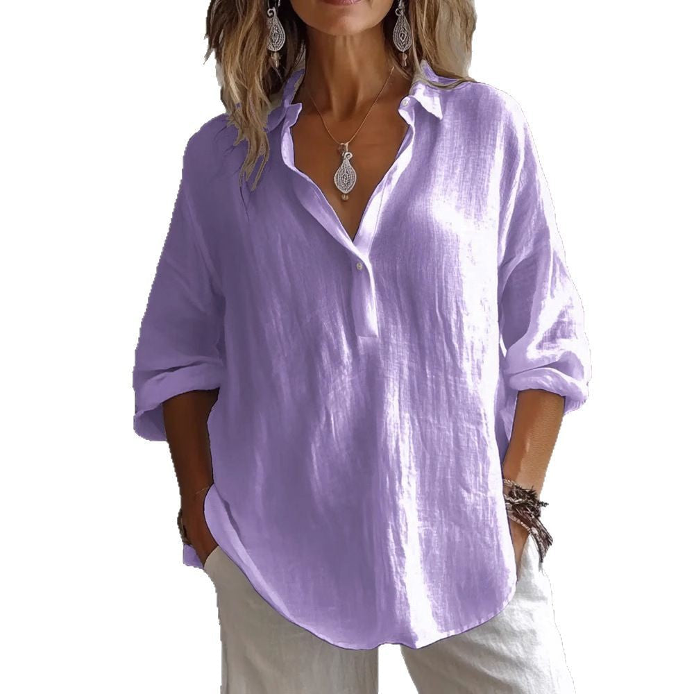 Palais | Relaxed Collar Linen Longline Tunic Blouse