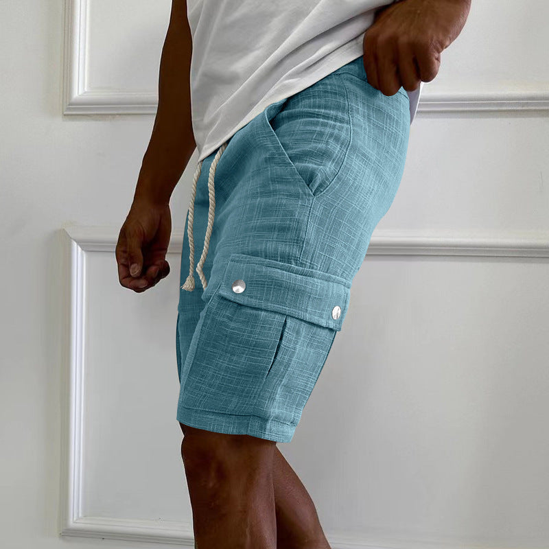 Falco | Men's Linen Blend Cargo Shorts with Rope Drawstring