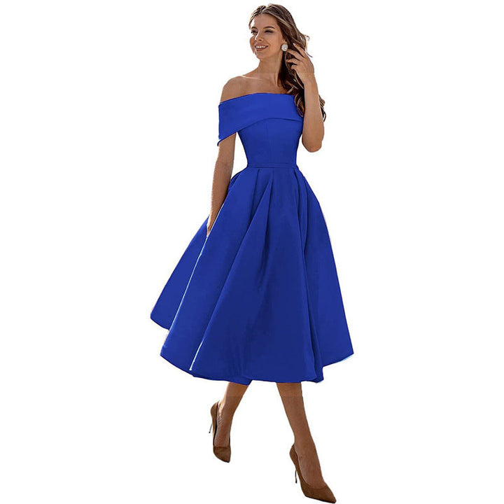 Cosette | Folded Off The Shoulder Dress A-Line Midi