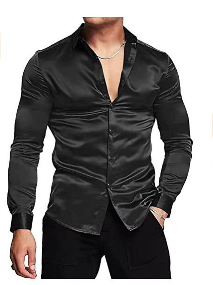 Rafael | Slim Fit Satin Dress Shirt – Men's Formal Long Sleeve Shirt