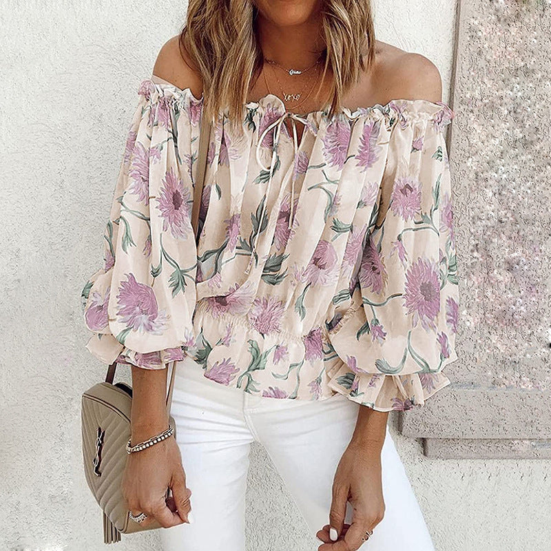 Dahlia | Floral Off Shoulder Blouse – Women's Boho Summer Top