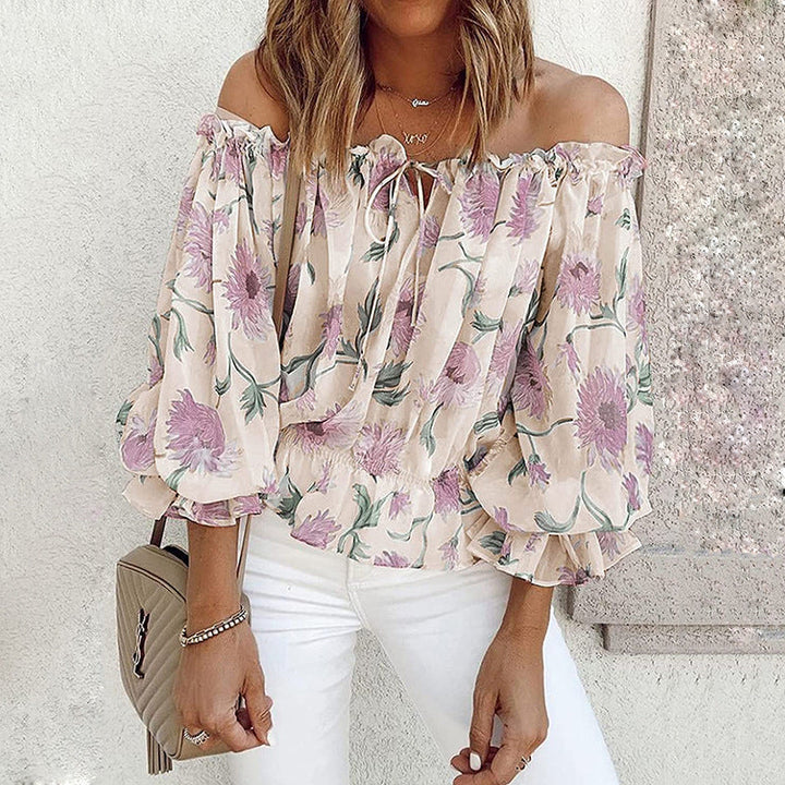 Dahlia | Floral Off Shoulder Blouse – Women's Boho Summer Top