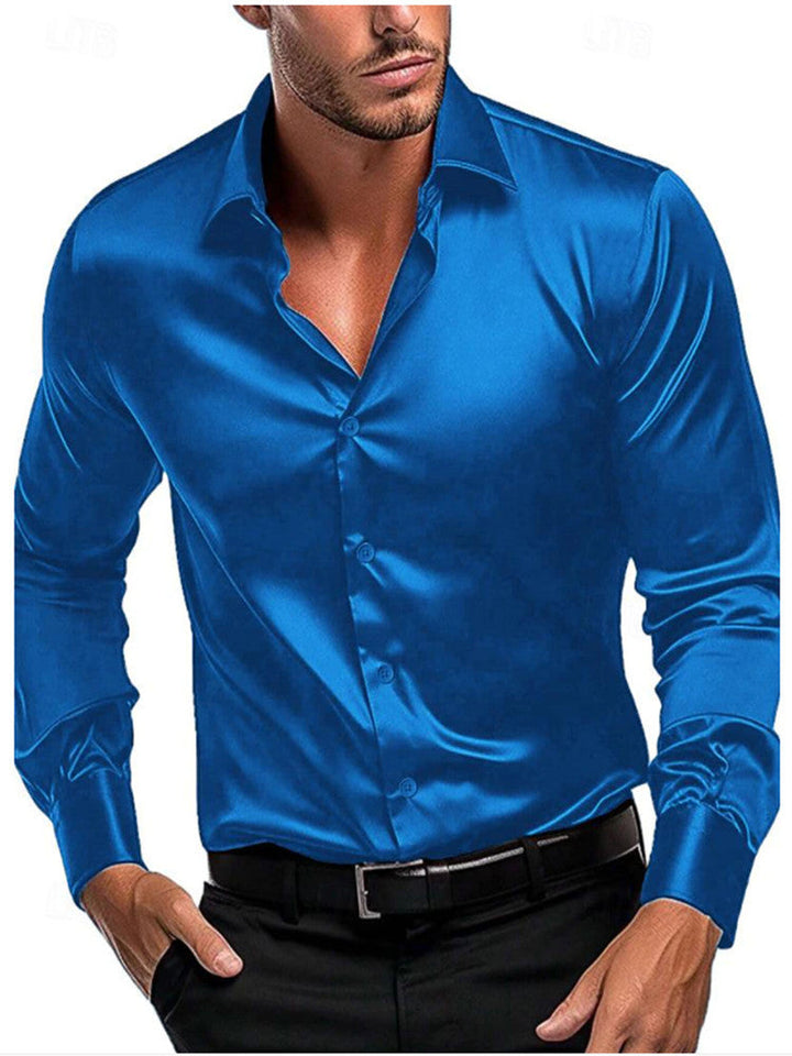 Marco | Slim Fit Silk Dress Shirt – Men's Formal Long Sleeve Shirt