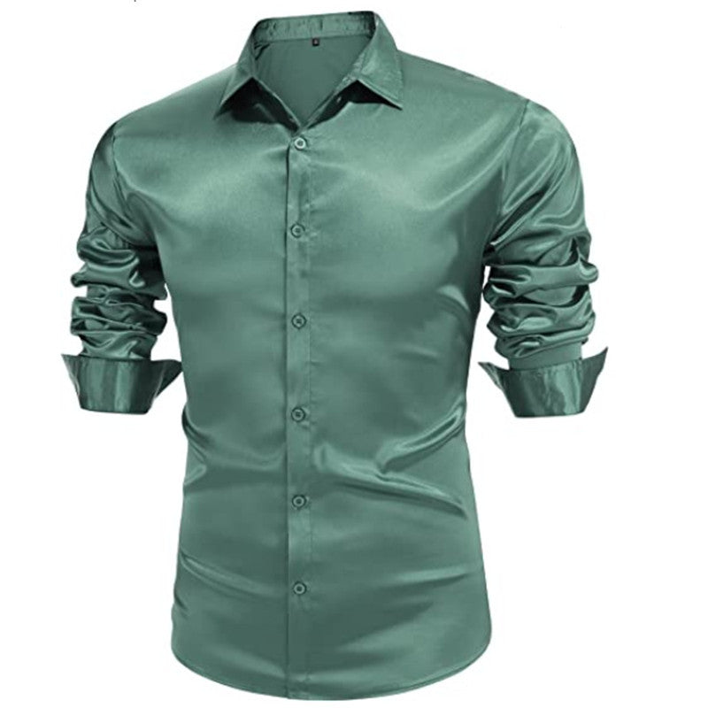 Rafael | Slim Fit Satin Dress Shirt – Men's Formal Long Sleeve Shirt