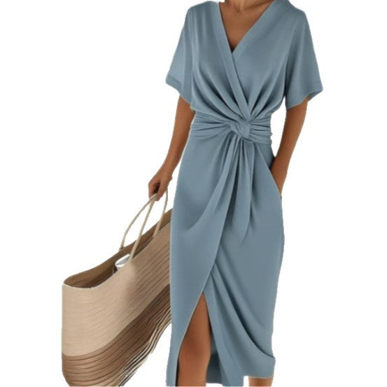 Cyclades | Twist-Knot Wrap Midi Summer Dress