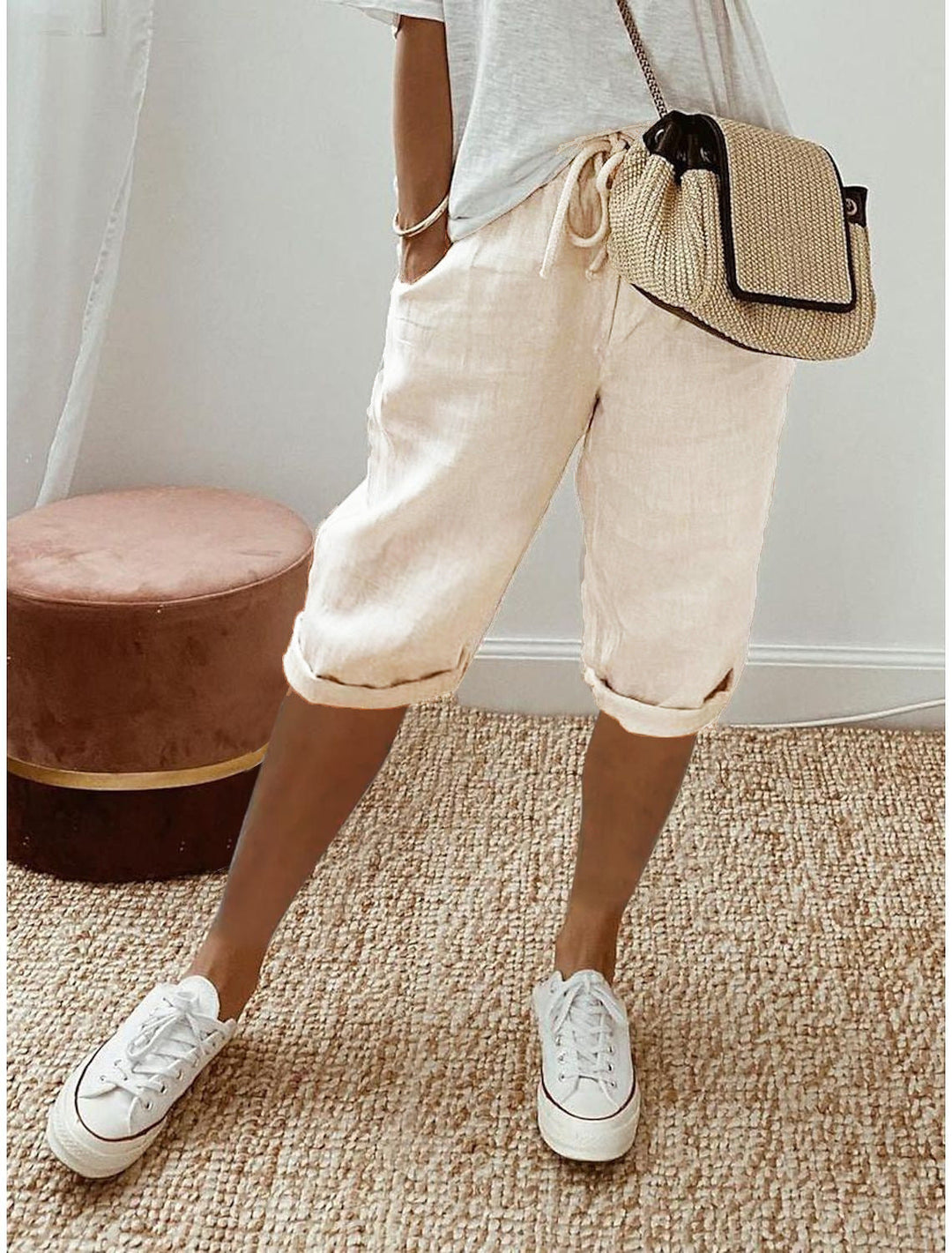 Lorette | Women's Relaxed Linen Drawstring Bermuda Shorts