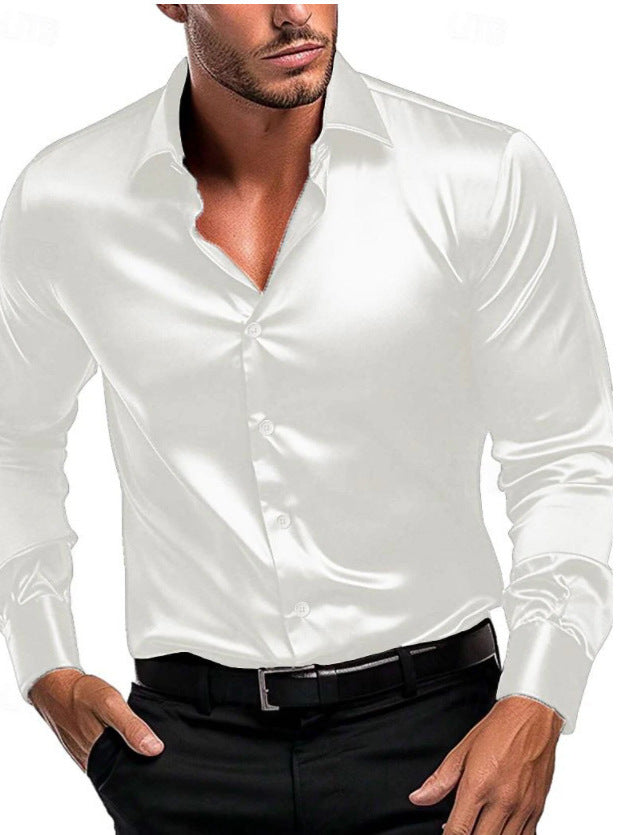 Marco | Slim Fit Silk Dress Shirt – Men's Formal Long Sleeve Shirt
