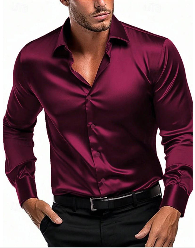 Marco | Slim Fit Silk Dress Shirt – Men's Formal Long Sleeve Shirt