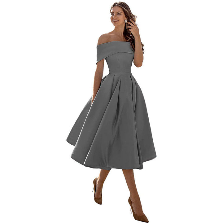 Cosette | Folded Off The Shoulder Dress A-Line Midi