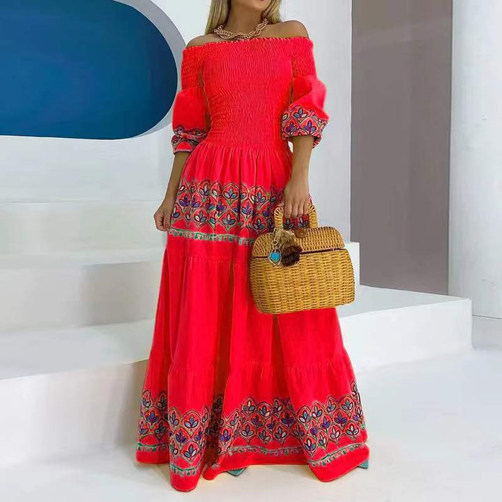 Marisol | Off-Shoulder Smocked Embroidered Boho Dress