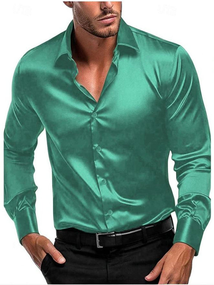 Marco | Slim Fit Silk Dress Shirt – Men's Formal Long Sleeve Shirt