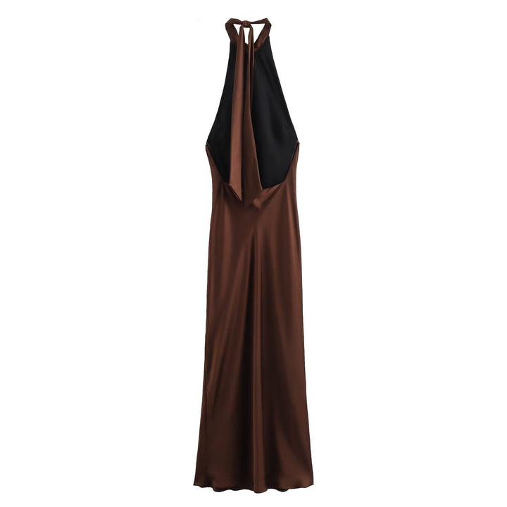 Sirocco | Tie Back Bias Cut Satin Halter Neck Maxi Dress
