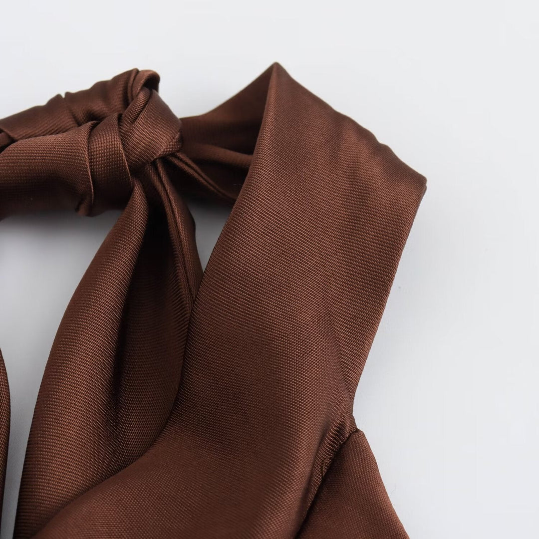 Sirocco | Tie Back Bias Cut Satin Halter Neck Maxi Dress