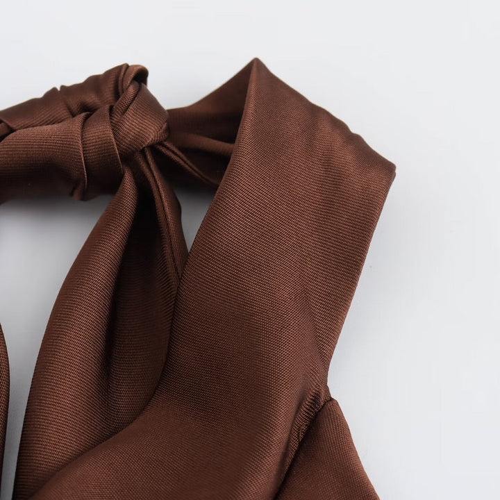 Sirocco | Tie Back Bias Cut Satin Halter Neck Maxi Dress