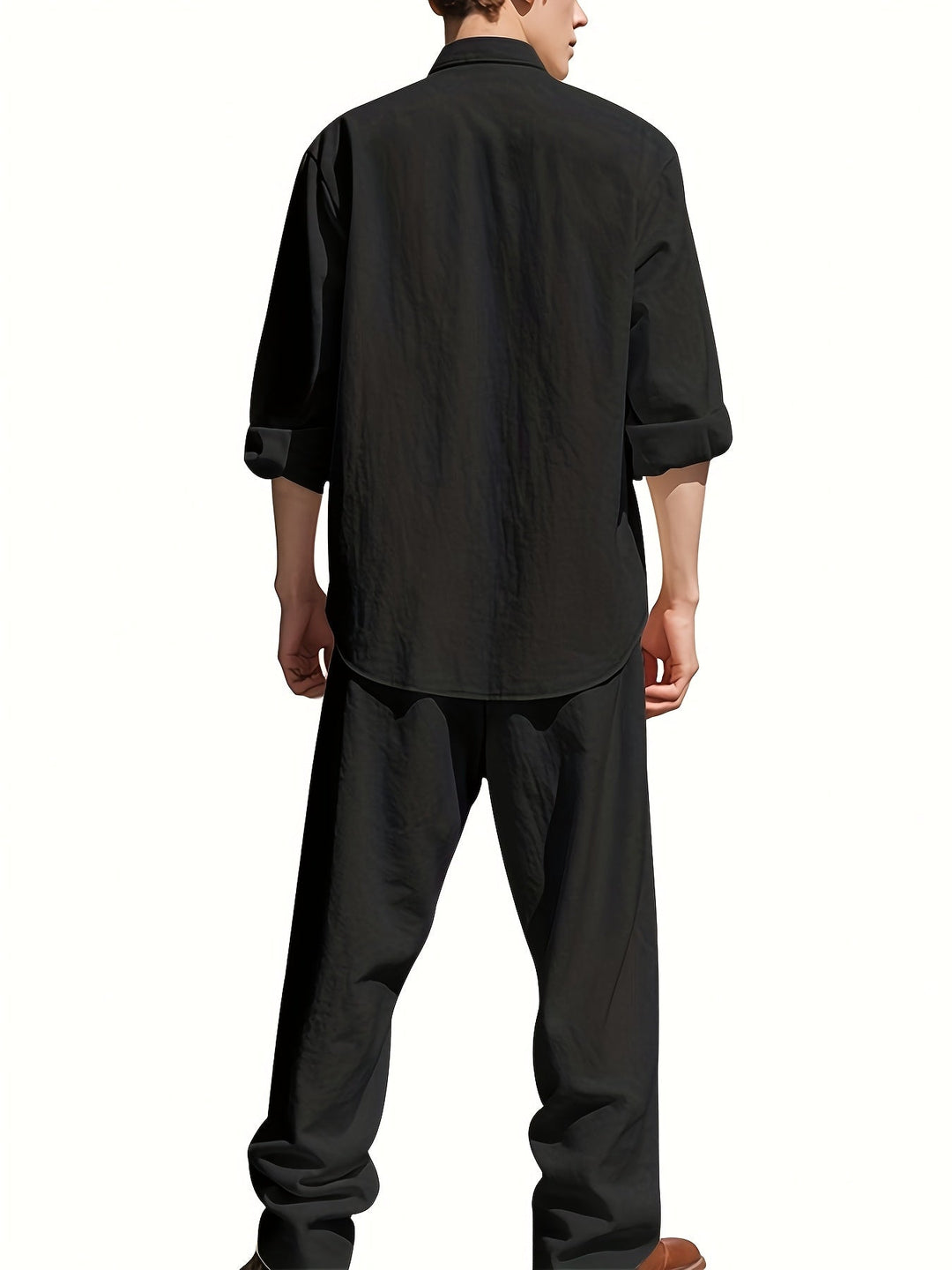 Capri | Men's Linen Band Collar Co-ord Set