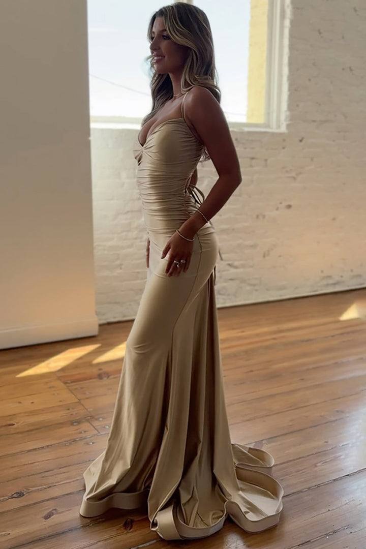 Serena | Lace-Up Back Mermaid Maxi Bridesmaid Dress