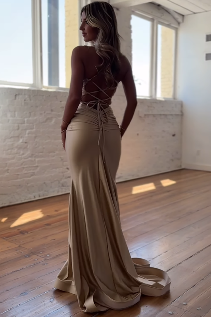 Serena | Lace-Up Back Mermaid Maxi Bridesmaid Dress