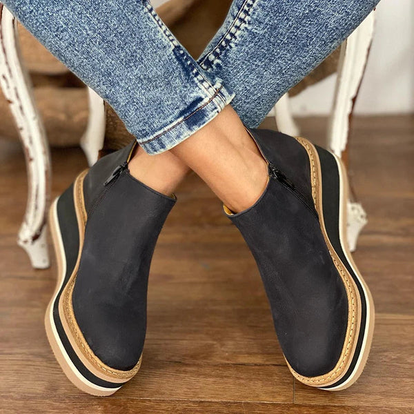 Carmen | Side Zip Wedge Platform Ankle Boots