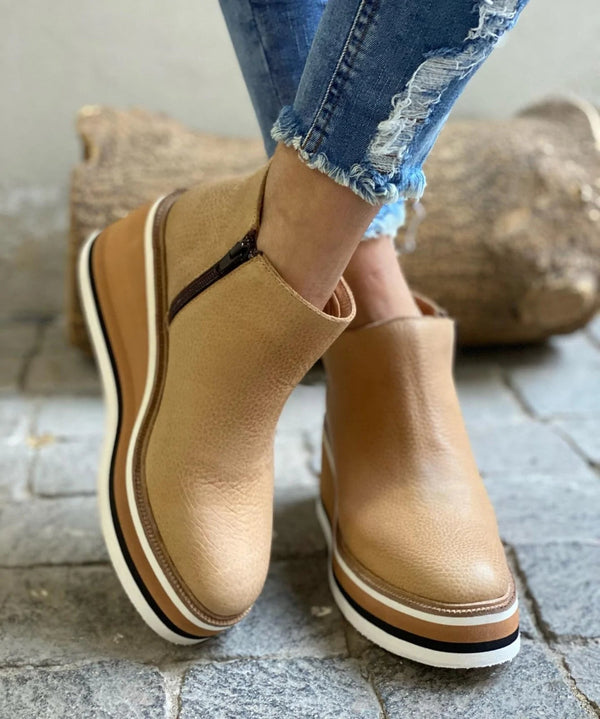 Carmen | Side Zip Wedge Platform Ankle Boots