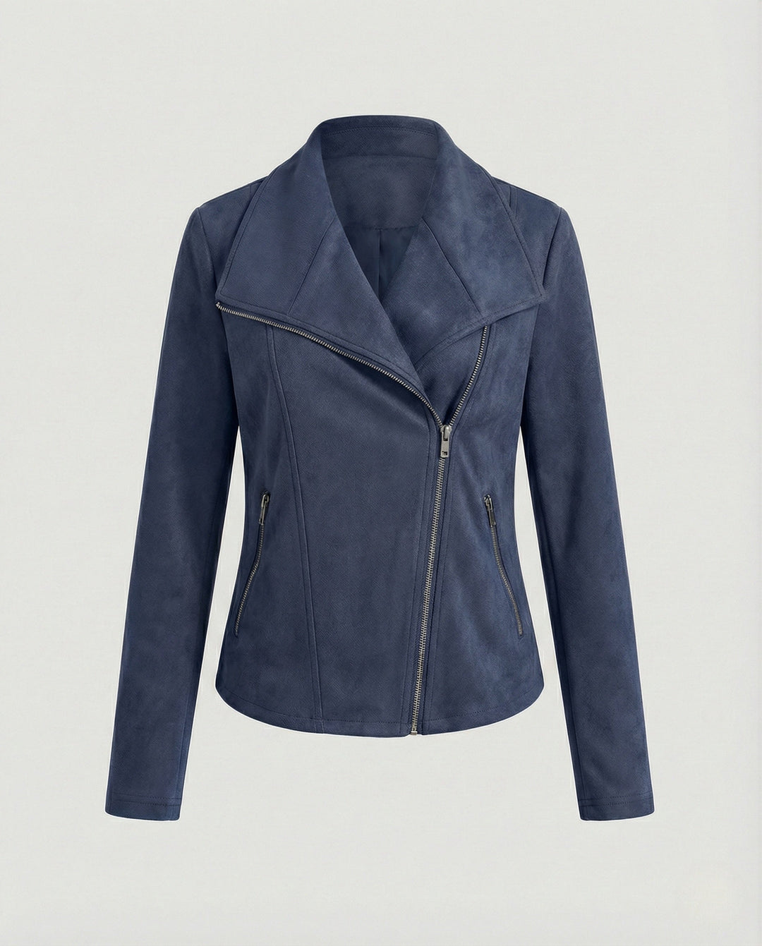 Tawny | Suede Asymmetric Wrap Leather Jacket with Draped Lapel